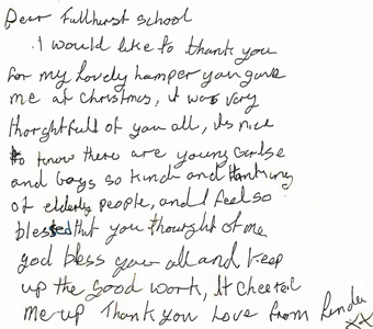 Christmas hamper thank you letter to Fullhurst Community College